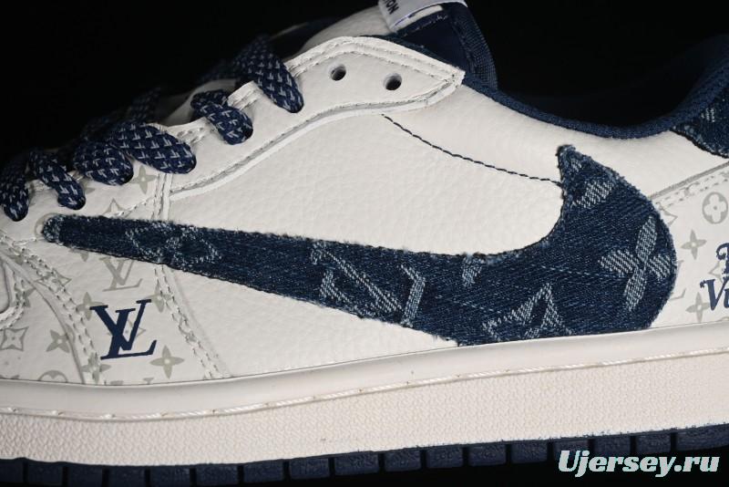 Nike Air Jordan 1 Low OG SP Travis Scott x Fragment Design Retro Sneakers with Reverse Swoosh - SJ2068-004