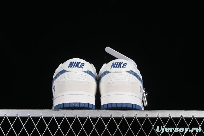 Nike SB Dunk Low MLB Collaboration - Blue Denim Anniversary Custom Low-Top Casual Sneakers - DQ1098-348
