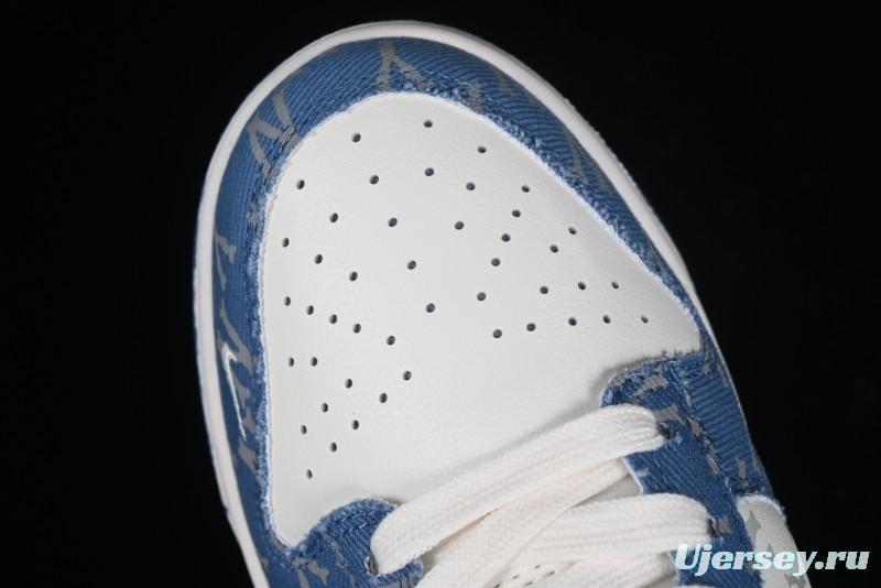 Nike SB Dunk Low MLB Collaboration - Blue Denim Anniversary Custom Low-Top Casual Sneakers - DQ1098-348