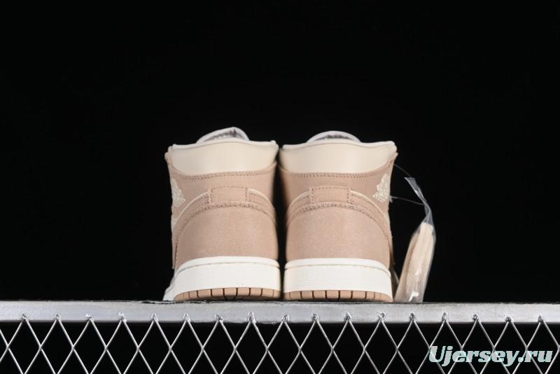 Nike Air Jordan 1 Mid AJ1 Khaki Mid-Top Basketball Shoes - FJ3448-200