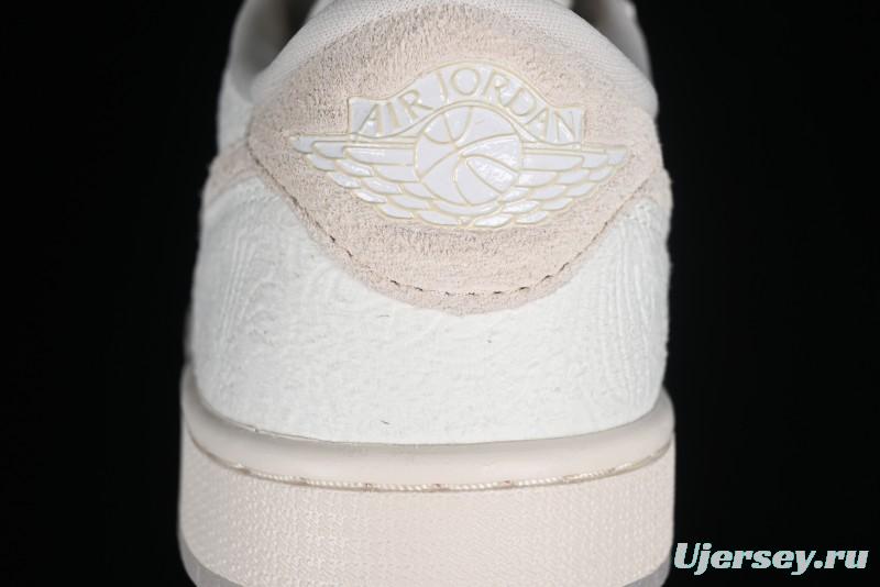 Nike CP3 x Air Jordan 1 Low AJ1 Floral Embossed White Casual Sneakers - FZ0455-200