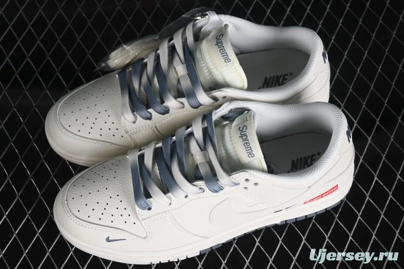 Supreme x Nike SB Dunk Low Anniversary Edition White Grey Customized Low-Top Casual Skate Shoes - BB8657-105
