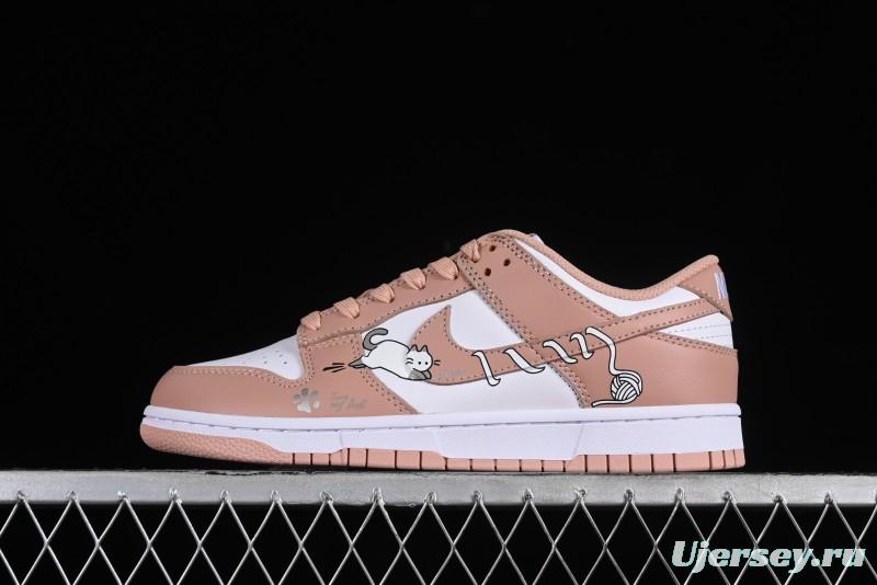 Nike Dunk Low SB Casual Sneakers with Knit Cat and Rose Pink Design - DD1503-118