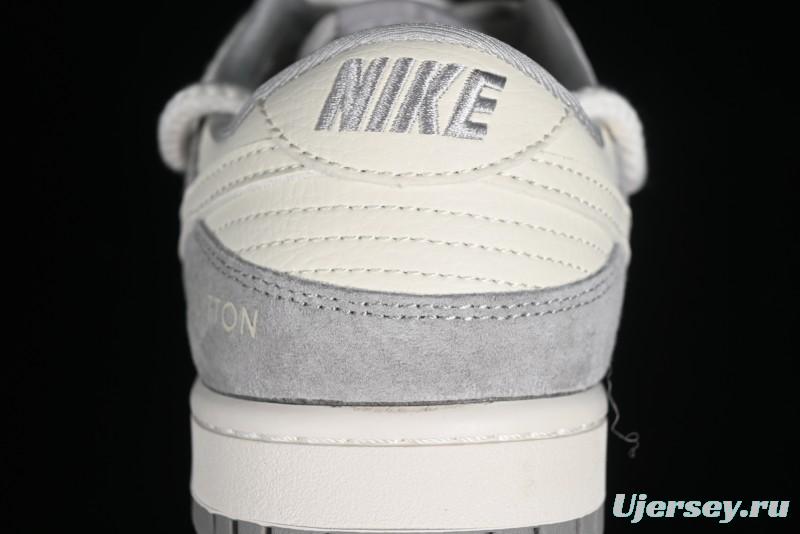 Nike SB Dunk Low LV Collaboration - Beige Grey Strap Pig Suede Anniversary High-End Custom Low-Top Casual Sneakers - SJ2068-237
