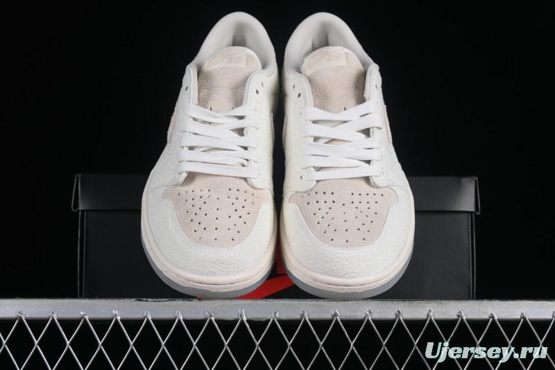 Nike CP3 x Air Jordan 1 Low AJ1 Floral Embossed White Casual Sneakers - FZ0455-200