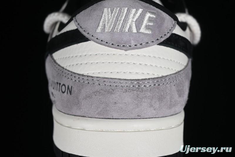 Nike SB Dunk Low LV Collaboration - Grey Pigskin Print Anniversary High-End Custom Low-Top Casual Sneakers - SJ2068-232