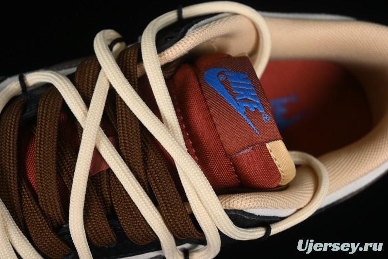 Nike Dunk Low "Mars Stone" Witch Puppet Themed SB Lace-Up Low-Top Casual Sneakers in Black/Mocha Brown - DR9704-200