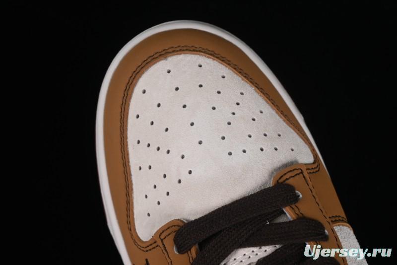 Nike SB Dunk Low LV Collaboration - Brown Black Monogram Anniversary High-End Custom Low-Top Casual Skate Shoes - DQ1098-342