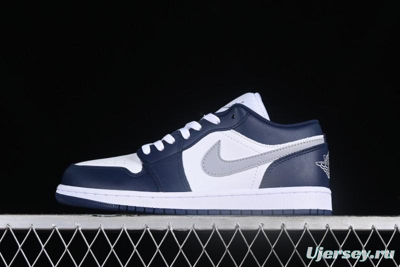 Nike Air Jordan 1 Low AJ1 White Blue Grey Low Top Lifestyle Basketball Shoes - 553558-141