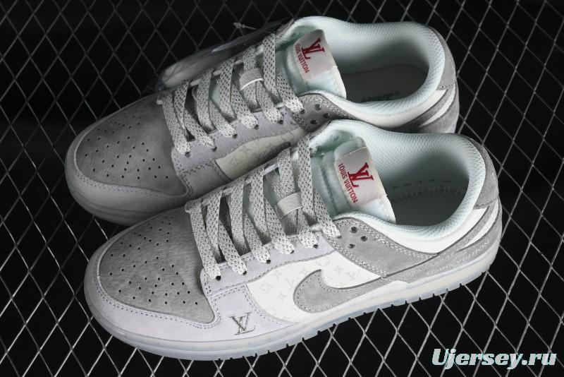 Nike SB Dunk Low LV Collaboration - Beige Grey Crystal Sole Night Light Anniversary High-End Custom Low-Top Casual Sneakers - CR8033-503