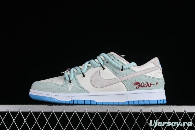 Nike SB Dunk Low Year of the Dragon Limited Edition - Gray Hook Dragon Soaring High Anniversary Premium Custom Low-Top Casual Skate Shoes - SJ2068-230