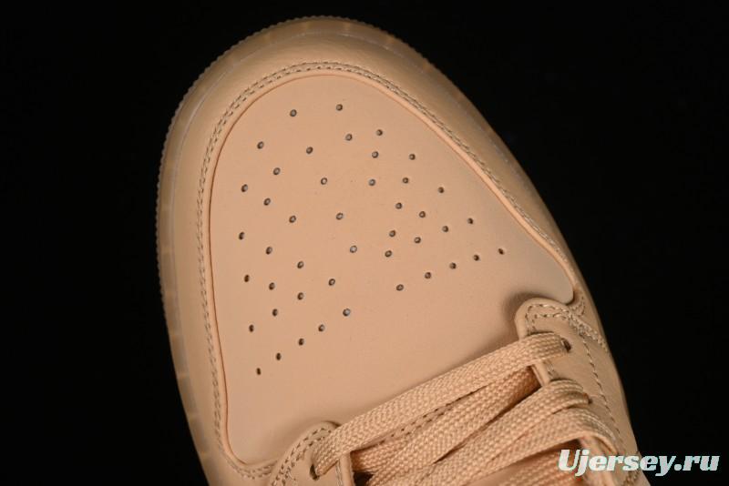 Nike Air Jordan 1 Low AJ1 Lifestyle Basketball Shoes in Warm Yellow with Gum Sole - FZ3972-294