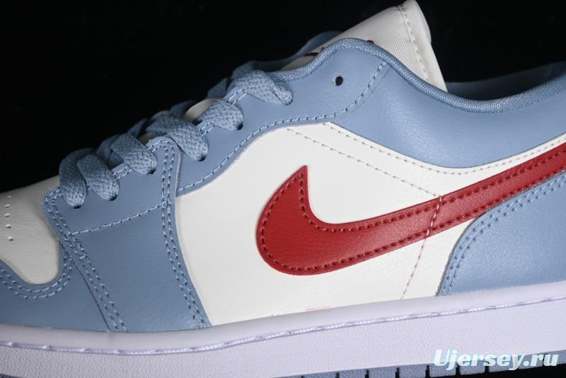 Nike Air Jordan 1 Low AJ1 White Blue Red Toe Casual Sneakers - DC0774-164