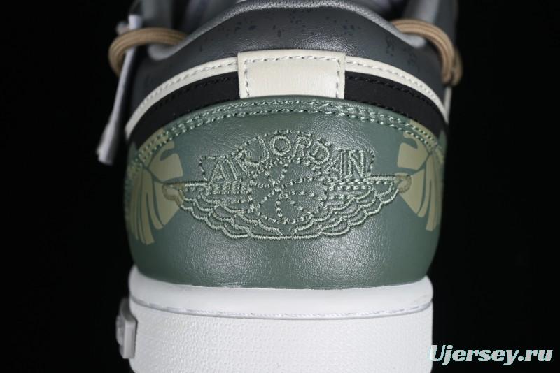 Nike Air Jordan 1 Low Customized Panda Mischief Jungle Adventure Casual Sneakers - 553558-040