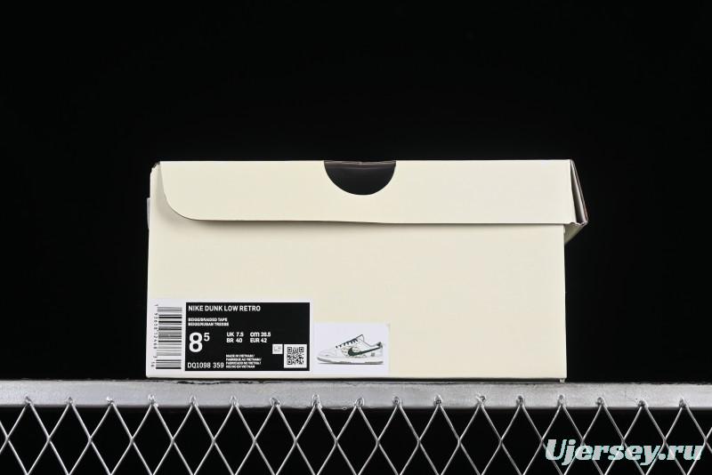 Nike SB Dunk Low UN Collaboration - White Green Swoosh Anniversary Custom Low-Top Casual Skate Shoes - DQ1098-359