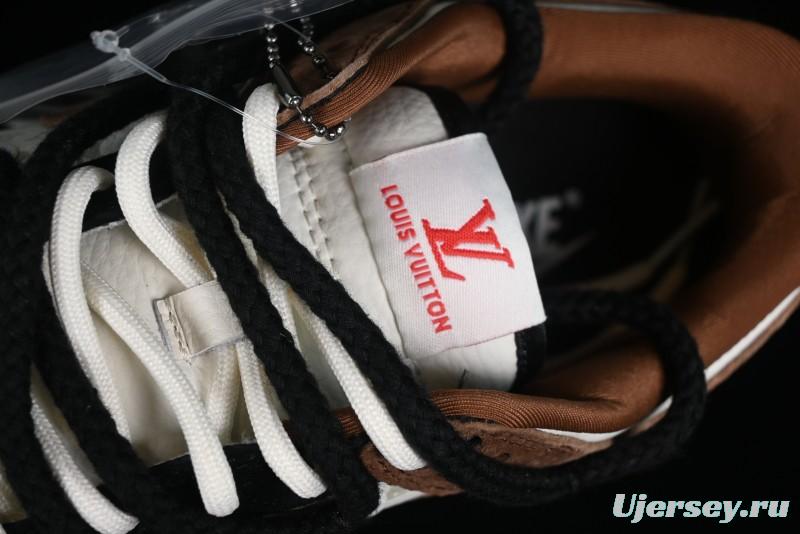 Nike SB Dunk Low LV Collaboration - Black Brown Fade Anniversary Custom Low-Top Casual Sneakers - SJ2068-233