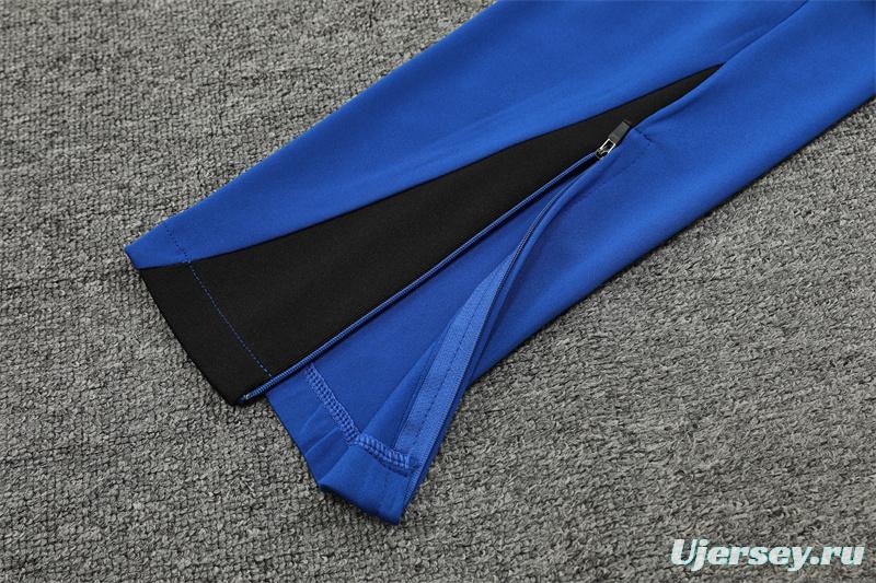 2024 South Korea Blue Half Zipper Jacket+Long Pants