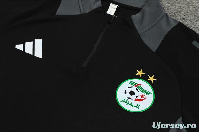 2024 Algeria Black Half Zipper Jacket+Long Pants
