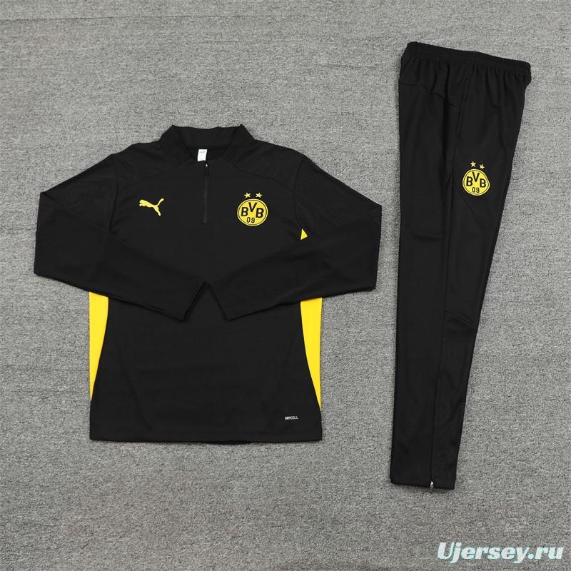 24/25 Borussia Dortmund Black Half Zipper Jacket+Long Pants