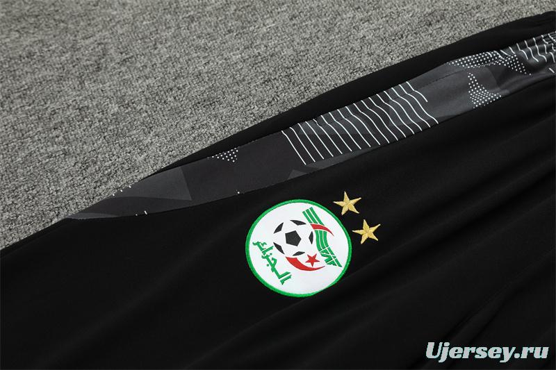 2024 Algeria Black Half Zipper Jacket+Long Pants