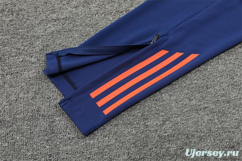 24/25 Manchester United Navy Half Zipper Jacket+Long Pants