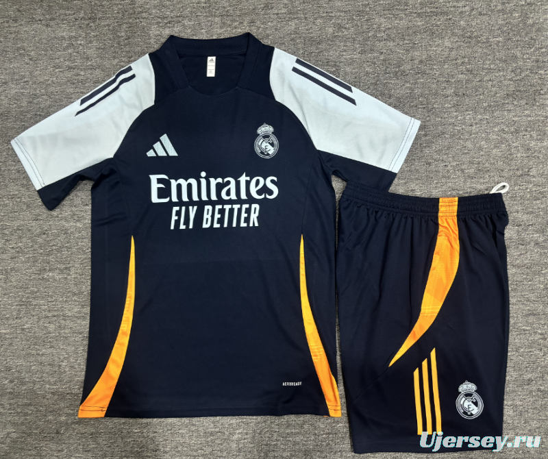 24/25 Kids Real Madrid Navy White Short Sleeve Jersey+Shorts