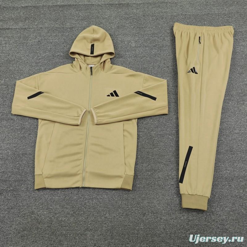 2024 Adidas Yellow Hoodie Full Zipper Jacket +Long Pants