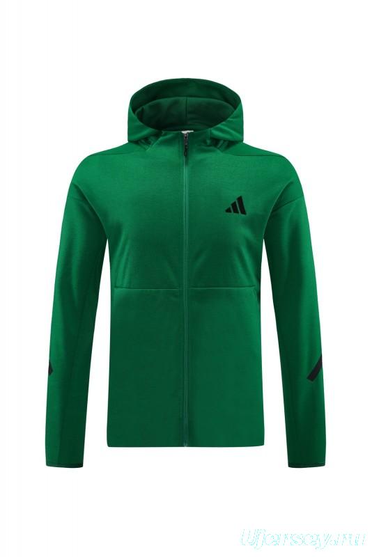 2024 Adidas Green Hoodie Full Zipper Jacket +Long Pants