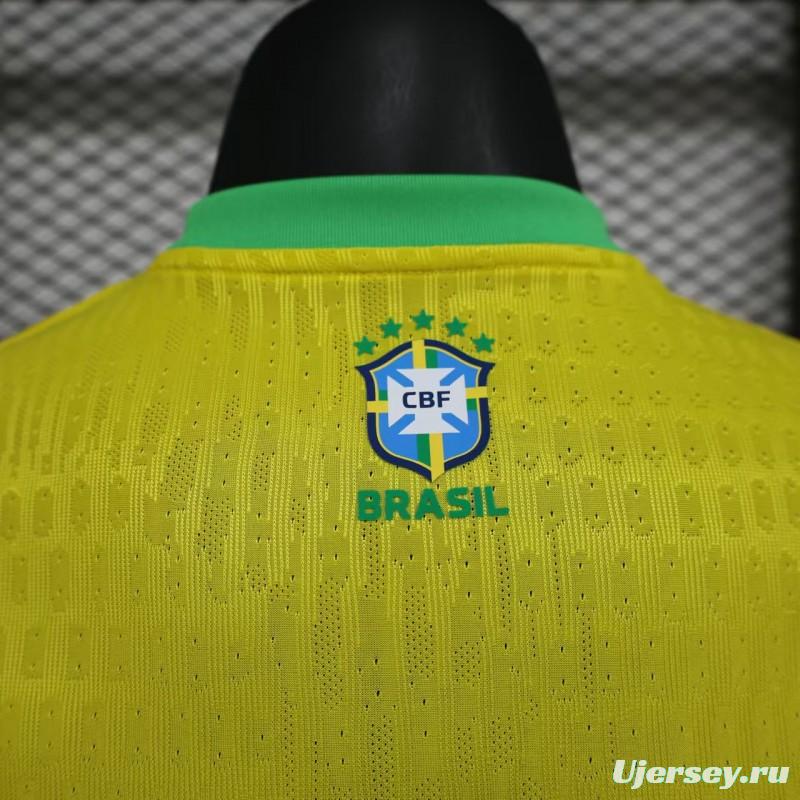 Player Version 2024 Brazil Christ Yellow Goalkeeper Special Jersey