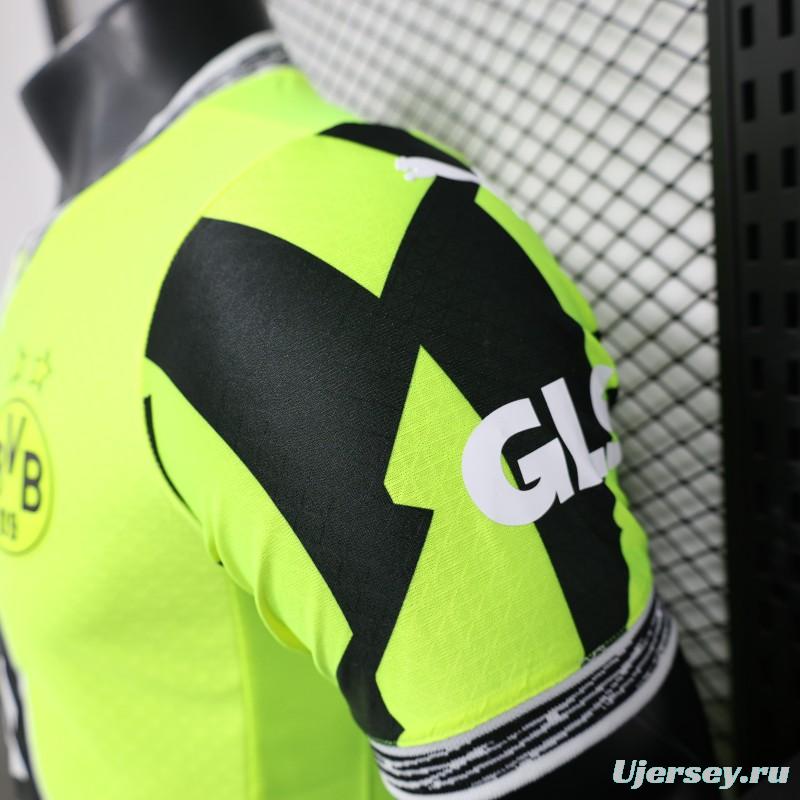 Player Version Borussia Dortmund 25/26 Neon Green Home Jersey with 1&1 Sponsor