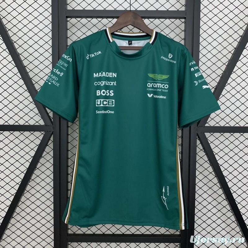2025 F1 Formula Aston Martin Green ARAMCO #14 T-Shirt