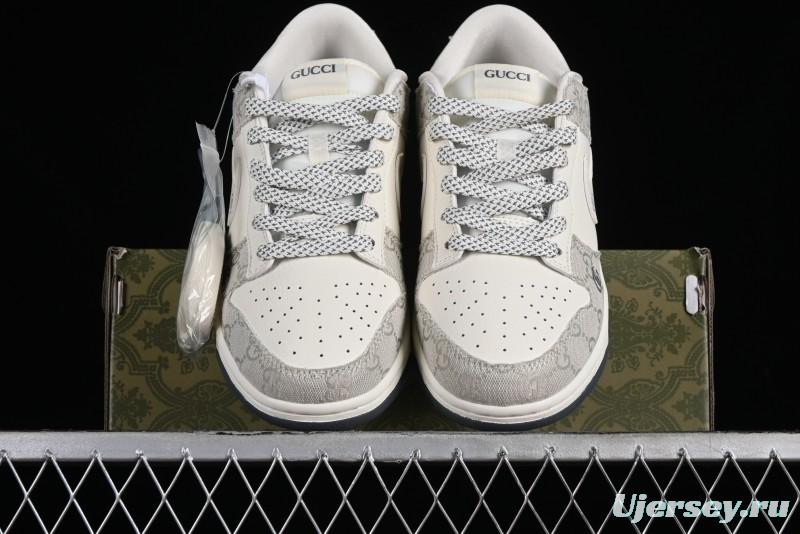 Nike SB Dunk Low Gucci Collaboration - Smoke Grey Anniversary Custom Low-Top Casual Sneakers - CF3688-003