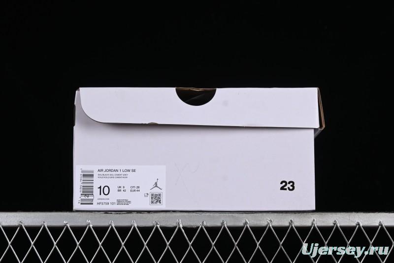 Nike Air Jordan 1 Low SE Casual Sneakers in Black White with Metallic Purple Accents - HF5759-101