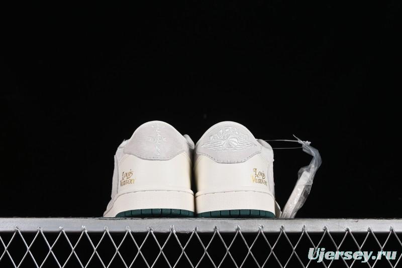 Nike Travis Scott x Fragment Design x Air Jordan 1 Low OG SP AJ1 LV Beige Grey Low-top Casual Sneakers - LJ5188-005