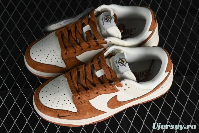Nike SB Dunk Low Lightning Collaboration - Beige Brown Colorway with Small Brown Swoosh Anniversary High-End Custom Low-Top Casual Skate Shoes - XD1688-031