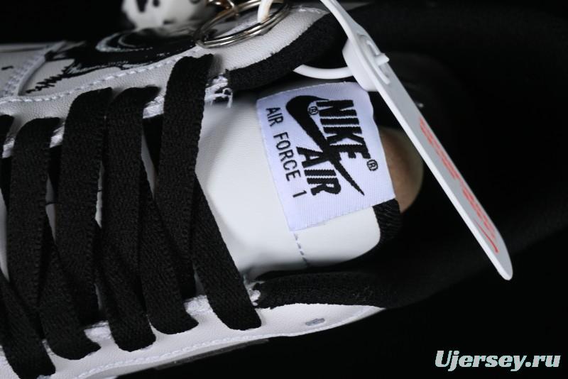 Nike Air Force 1 '07 Low Casual Sneakers with Black and White Graffiti Panda Design - DH7561-222