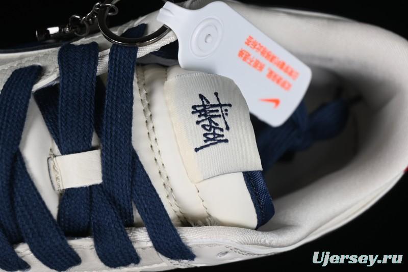Stussy x Nike SB Dunk Low Anniversary Custom Sneakers with Blue Swoosh - DQ1098-379