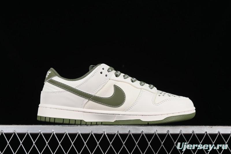 Nike SB Dunk Low Supreme Collaboration - Military Green Canvas Anniversary Custom Low-Top Casual Skate Shoes - BB6698-516