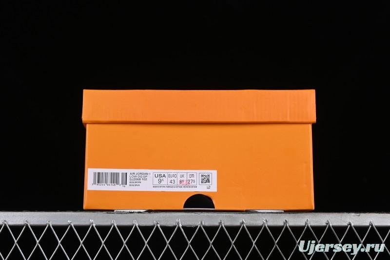 Nike Travis Scott x Fragment Design x Jordan Air Jordan 1 Low OG SP AJ1 LV Light Brown Print Casual Sneakers - SJ2068-102