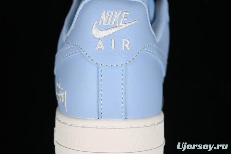 Nike Air Force 1 '07 Low Stussy Collaboration - Sky Blue Low-Top Casual Sneakers - BB9599-201