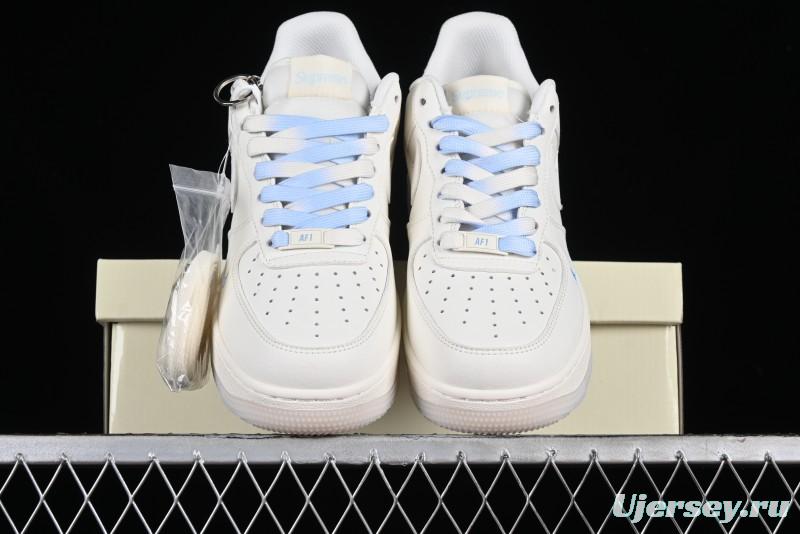 Nike Air Force 1 '07 Low Supreme Collaboration - White Blue Colorblock Low-Top Casual Sneakers BB9599-202