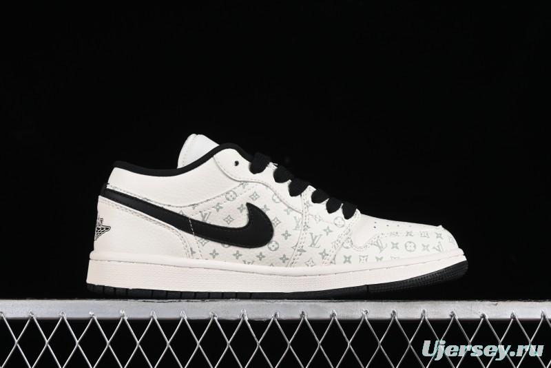 Nike Air Jordan 1 Low LV Collaboration - Printed Knight High-End Custom Low-Top Culture Basketball Shoes SJ9950-005