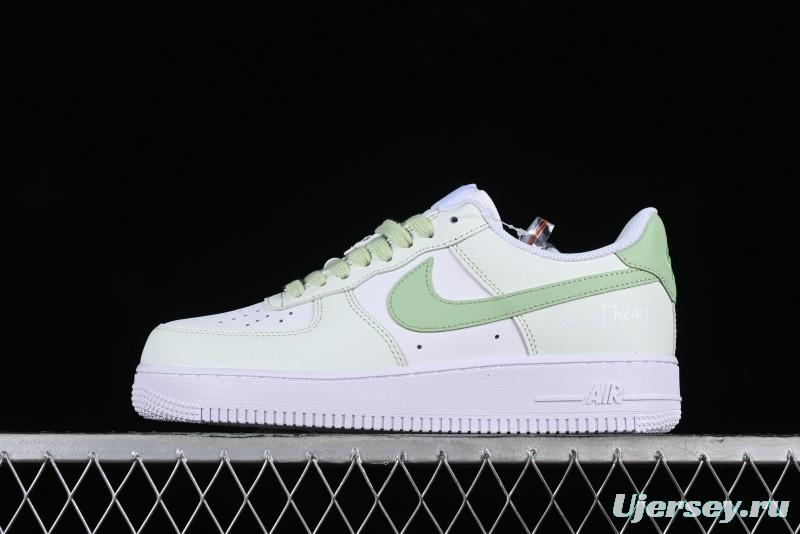 Nike Air Force 1 '07 Low Casual Sneakers with Anime-inspired Green Apple Spray Paint Design - DY8899-002