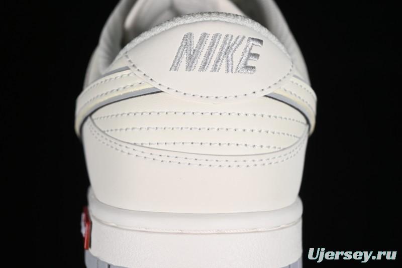 Nike SB Dunk Low Supreme Collaboration - Light Grey Anniversary Customized Low-Top Casual Skate Shoes - DJ2024-005