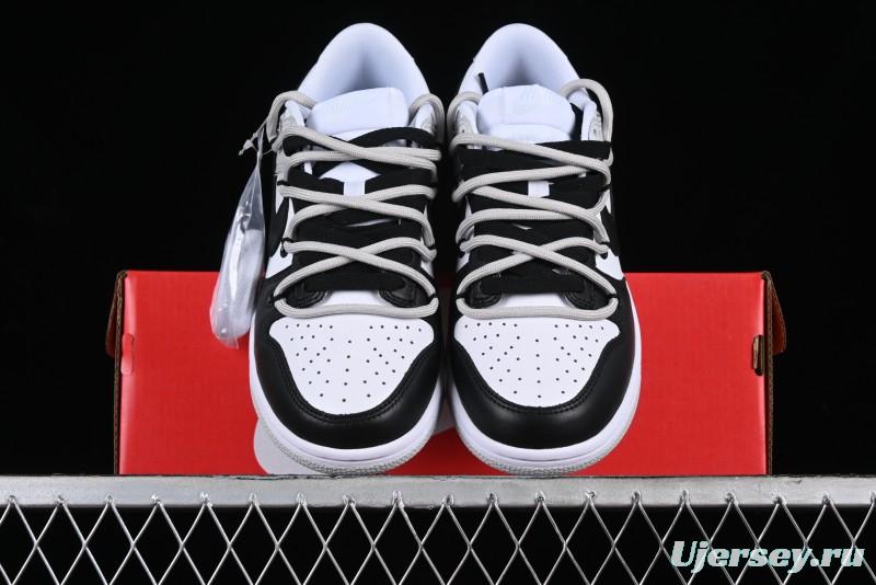 Nike Dunk Low Leather Letter High Street Deconstructed Black Grey SB Strap Low Top Casual Sneakers - DV0831-101