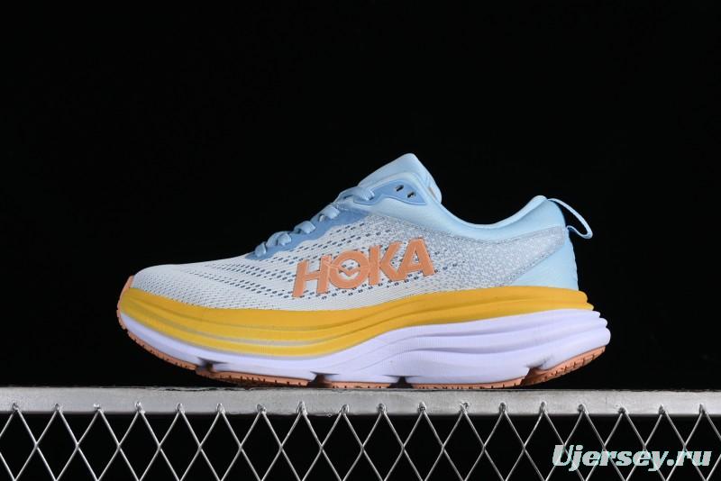 HOKA ONE ONE Bondi 8 Functional Cushioned Running Shoes with Engineered Mesh Upper - 1127954 SSCA