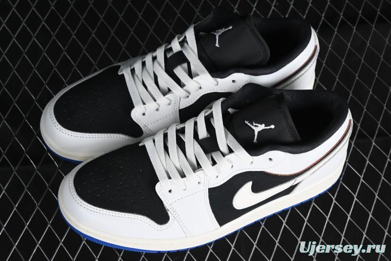 Nike Air Jordan 1 Low "Quai 54" Casual Sneakers in White Black Blue - HQ0764-001