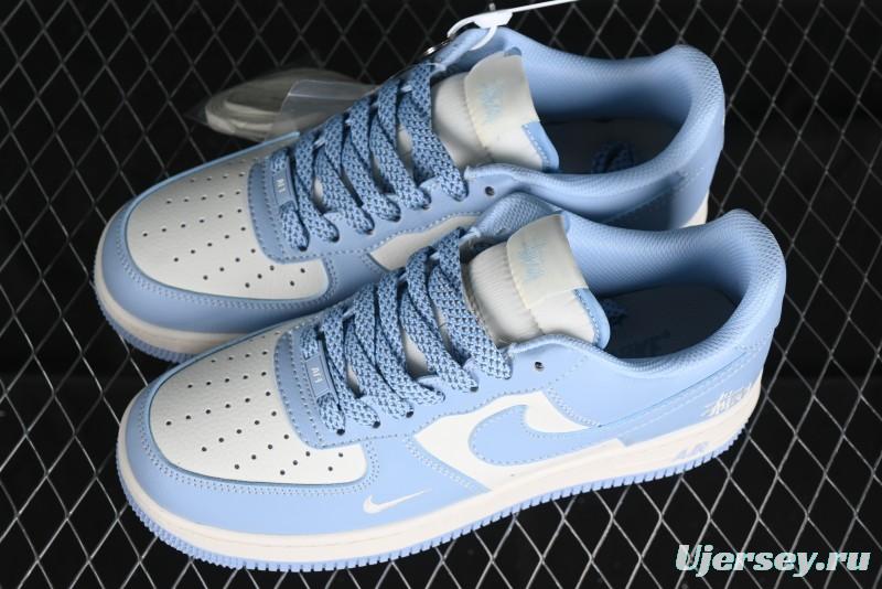 Nike Air Force 1 '07 Low Stussy Collaboration - Sky Blue Low-Top Casual Sneakers - BB9599-201