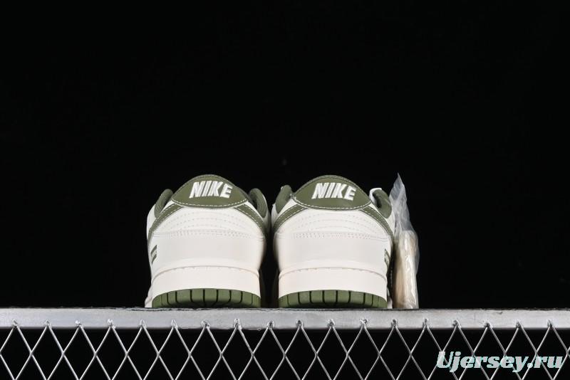 Nike SB Dunk Low Supreme Collaboration - Military Green Canvas Anniversary Custom Low-Top Casual Skate Shoes - BB6698-516