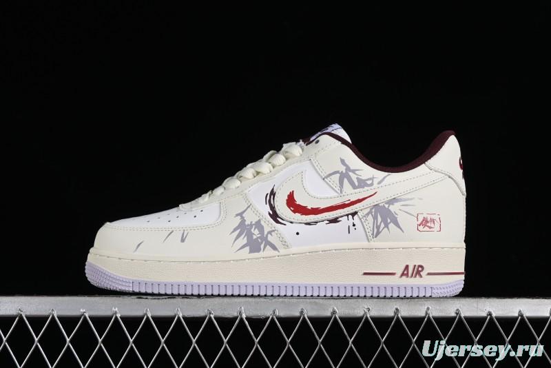 Nike Air Force 1'07 Low "MUD" Casual Sneakers with Bamboo Forest and Wandering Swordsman Print - XC2351-110